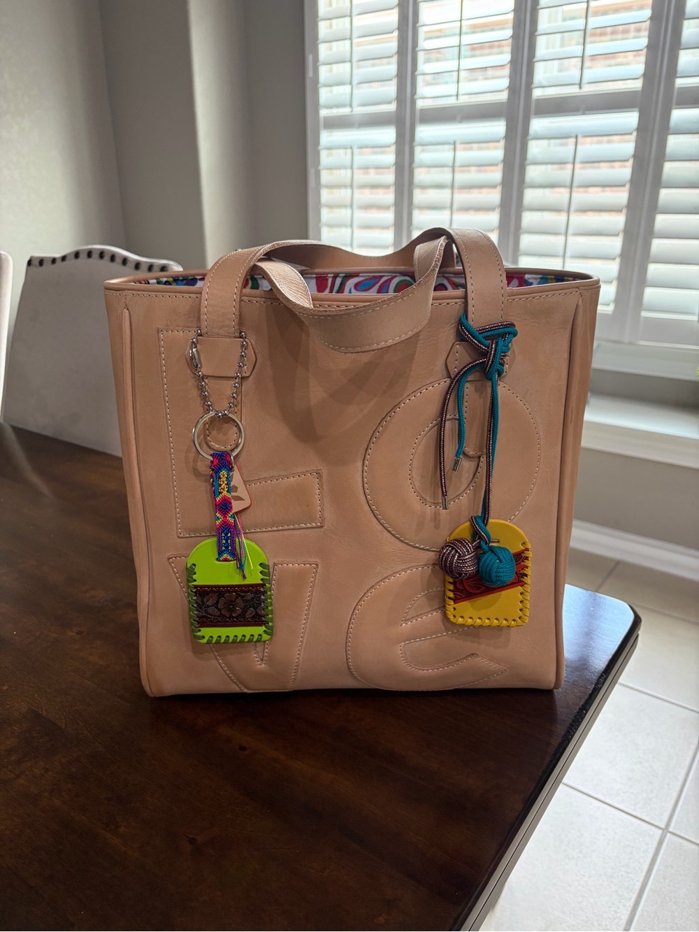 Consuela 20th anniversary Leather Tote with Colorful Charms